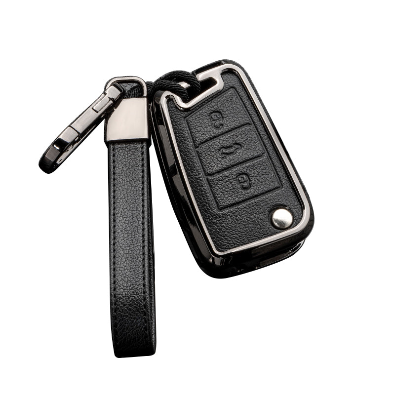 Volkswagen Nyckelskal – Lyxigt Läder & Matt Aluminium