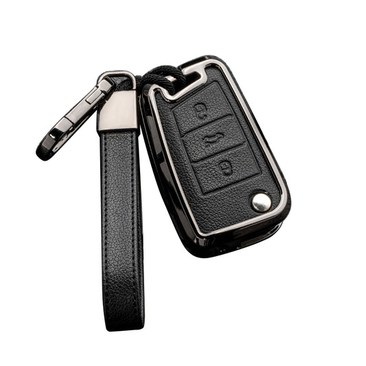 Volkswagen Nyckelskal – Lyxigt Läder & Matt Aluminium